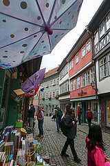 Erfurt  Deutschland  Menschen auf der Kraemerbruecke