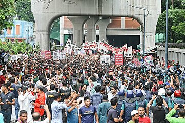 Students protest against quota system in government jobs in Dhaka  Bangladesh