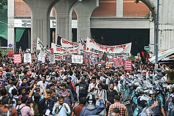 Students protest against quota system in government jobs in Dhaka  Bangladesh