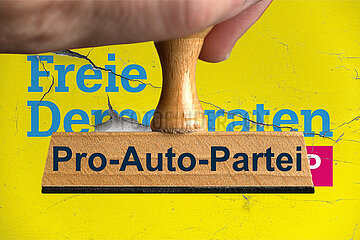 Symbolischer Stempel Pro-Auto-Partei