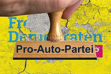 Symbolischer Stempel Pro-Auto-Partei