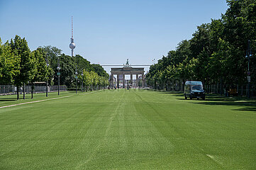 Berlin  Deutschland  Kunstrasen auf der Fanmeile zur Fussball-EM entlang der Strasse des 17. Juni in Tiergarten