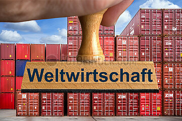 Symbolischer Stempel Weltwirtschaft