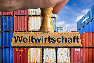 Symbolischer Stempel Weltwirtschaft