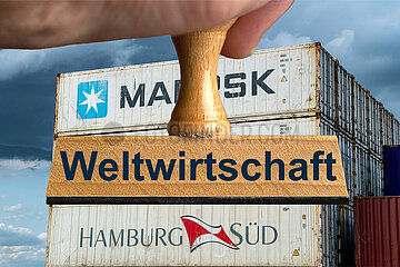 Symbolischer Stempel Weltwirtschaft