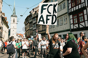 Gegendemo zu AfD-Wahlkampfabschluss in Erfurt