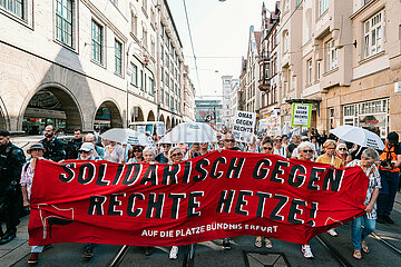 Gegendemo zu AfD-Wahlkampfabschluss in Erfurt