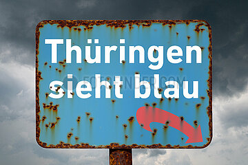 Symbolisches Schild Thueringen sieht blau