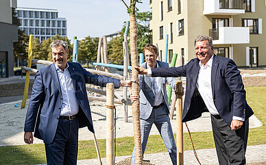 Begrüßung der ersten Mieter der Beamtencity in München