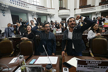 Opposition legislators Protest After the Approval Judicial Reform