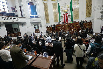 Opposition legislators Protest After the Approval Judicial Reform