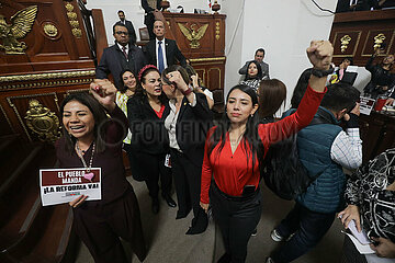 Opposition legislators Protest After the Approval Judicial Reform