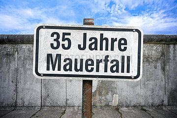 Symbolisches Schild 35 Jahre Mauerfall