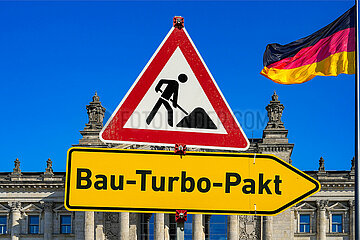 Symbolische Schilder Bau-Turbo-Pakt