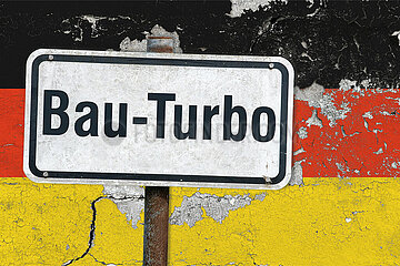 Symbolisches Schild Bau-Turbo