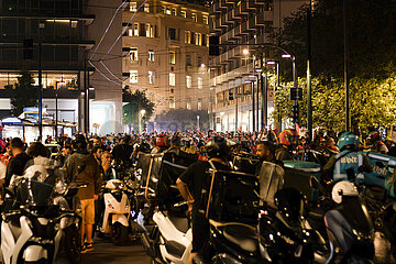 Greece: Delivery workers drive their motorcycles demanding better working conditions.