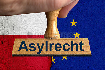 Symbolischer Stempel Asylrecht