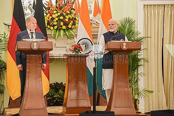 German Chancellor Sholz With Prime Minister Modi