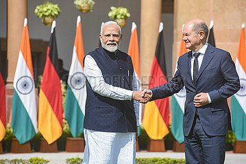 German Chancellor Sholz With Prime Minister Modi