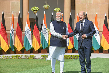 German Chancellor Sholz With Prime Minister Modi