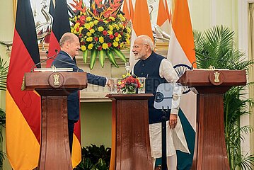 German Chancellor Sholz With Prime Minister Modi