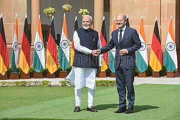 German Chancellor Sholz With Prime Minister Modi