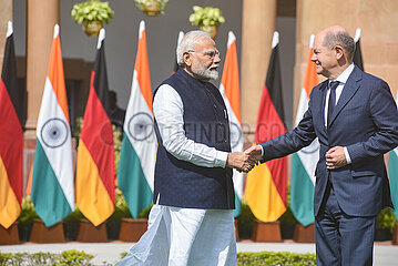 German Chancellor Sholz With Prime Minister Modi