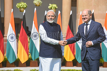 German Chancellor Sholz With Prime Minister Modi