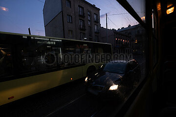 Ukraine  Lwiw - Blick aus einer fahrenden Strassenbahn