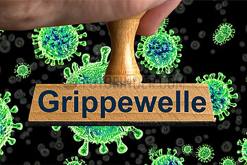 Symbolischer Stempel Grippewelle