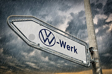 Symbolischer Wegweiser VW-Werk