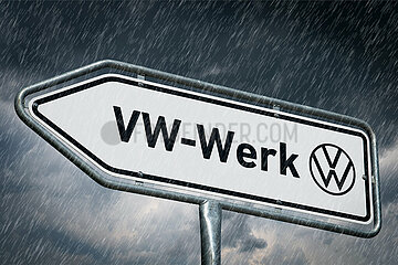 Symbolischer Wegweiser VW-Werk