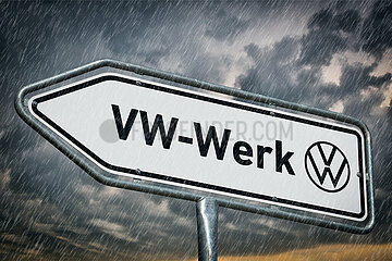 Symbolischer Wegweiser VW-Werk