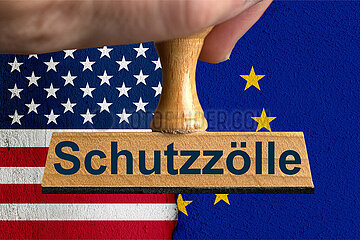 Symbolischer Stempel Schutzzoelle