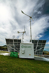 Ukraine  Karpaten  Stryhalnya - MASWES- Mobile Autonomous Solar-Wind Electrical Station im Synevir Nationalpark  autonome  dezentrale Energie wichtig in Kriegszeiten