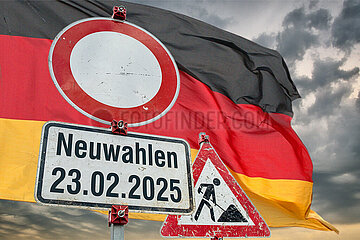 Symbolische Schilder Neuwahlen 23.02.2025