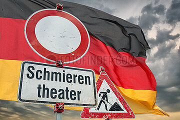 Symbolische Schilder Schmierentheater