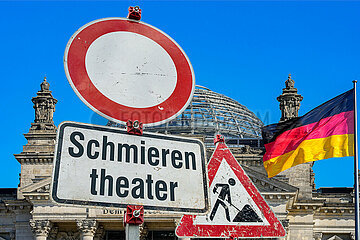 Symbolische Schilder Schmierentheater