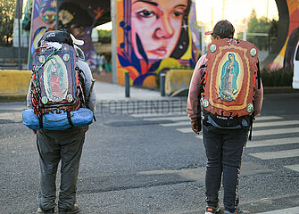 Virgin of Guadalupe Faithful In Their Journey to the Basilica of Guadalupe
