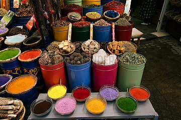 Moroccan spices  Marrakech  Morocco  March 2023