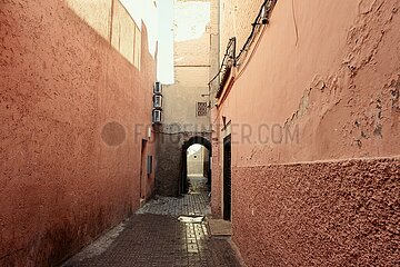 Hallways of the Marrakech Medina  Morocco  March 2023