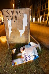 Bundestagswahl 2025: Zerstörte  beschmierte  verunstaltete Wahlplakate im Münchner Norden