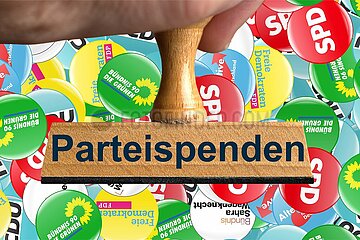 Symbolischer Stempel Parteispenden