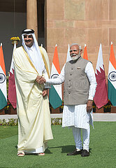 Narendra Modi meets Sheikh Tamim Bin Hamad Al-Thani