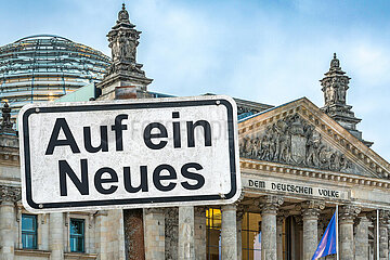 Symbolisches Schild Auf ein Neues