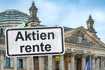 Symbolisches Schild Aktienrente