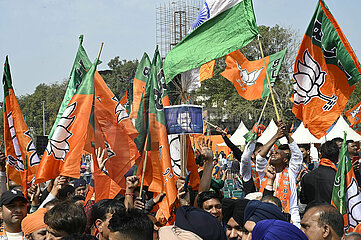 Bhartiya Janata Party Workers Celebrate New Chief Minister