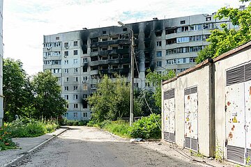 Die menschenleere Siedlung Saltivka bei Kharkiv