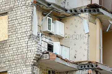 Einblick in ein zerstörtes Wohnhaus