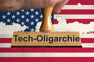 Symbolischer Stempel Tech-Oligarchie